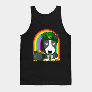 Bull Terrier Rainbow Irish Clover St Patrick Day Dog Gift graphic Tank Top